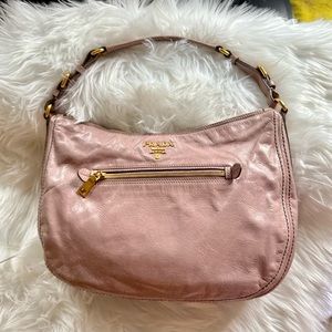 PRADA Vintage Leather Nappa Shoulder Handbag Light Pink/ Nude